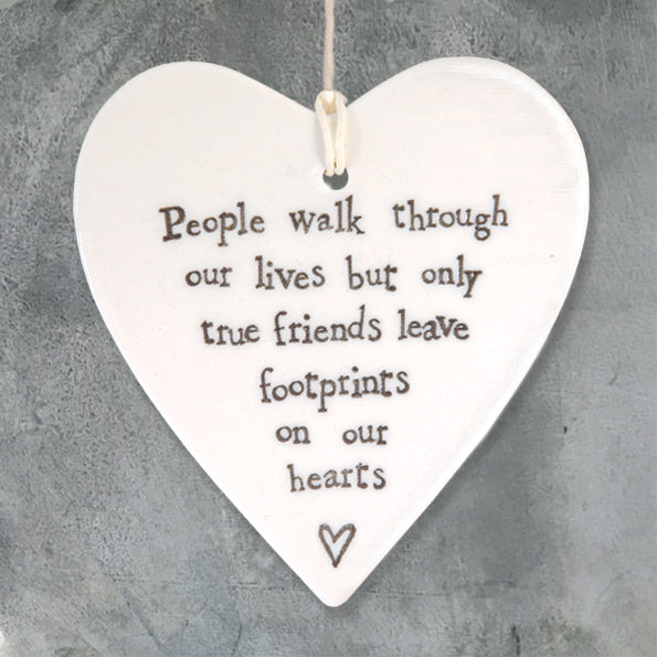East Of India Footprints Porcelain Heart