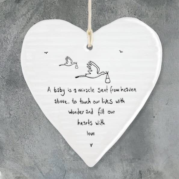 East Of India Freind Baby Miracle Porcelain Heart