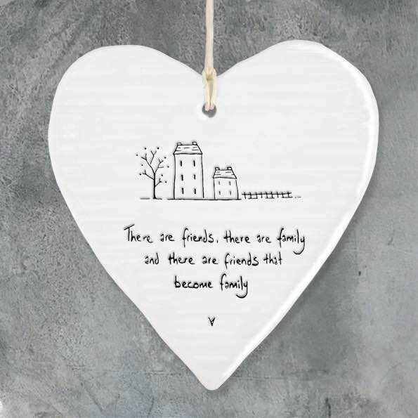 East Of India Freinds Become Family Porcelain Heart
