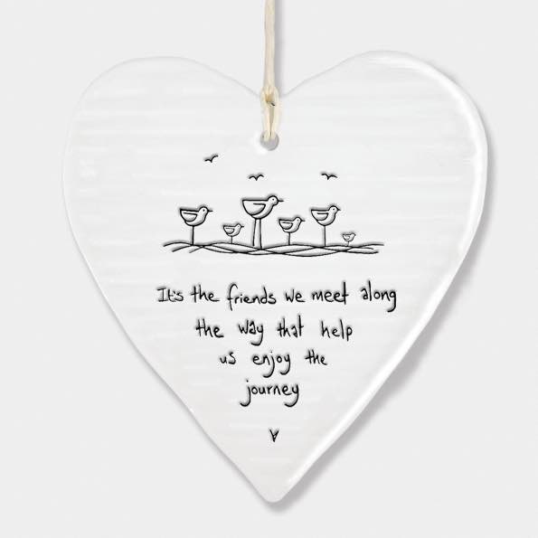 East Of India Friends We Meet Porcelain Heart White