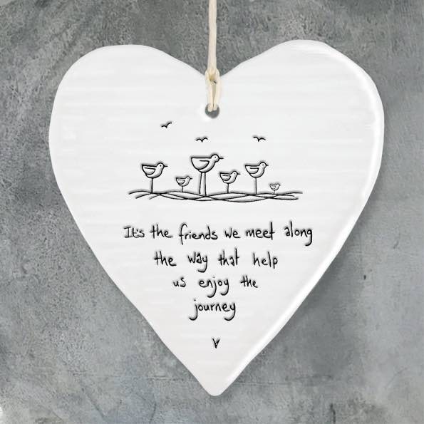 East Of India Friends We Meet Porcelain Heart