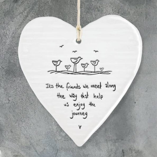East Of India Friends We Meet Porcelain Heart