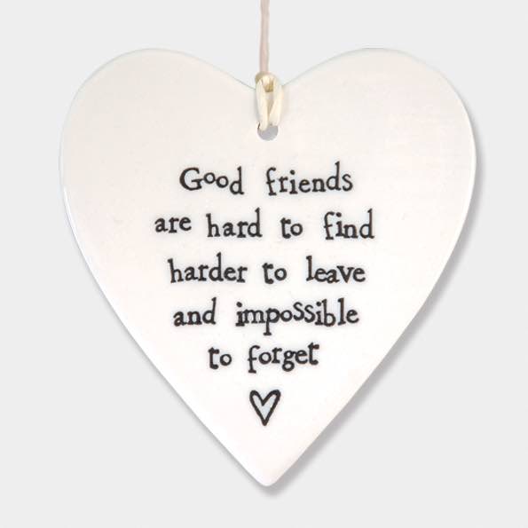 East Of India Good Friends Porcelain Heart White