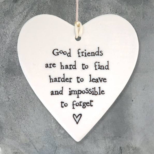 East Of India Good Friends Porcelain Heart