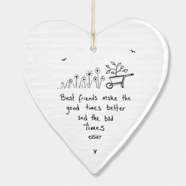 East Of India Good Times Porcelain Heart White
