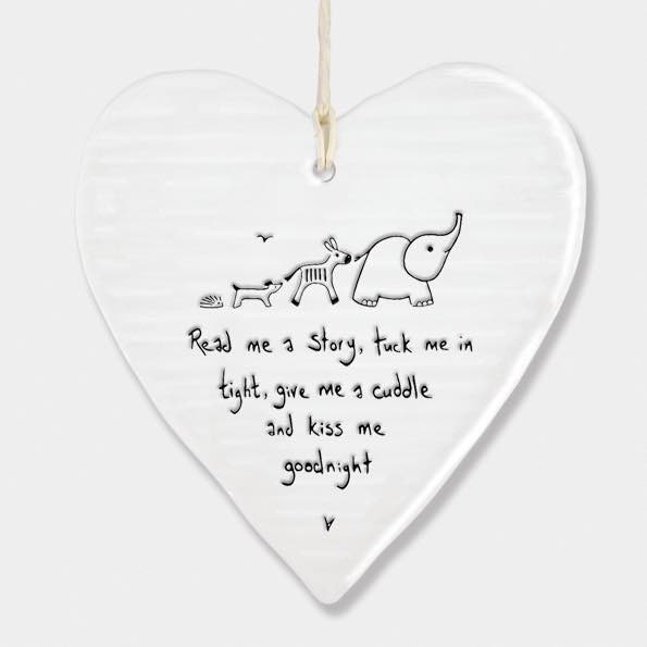 East Of India Goodnght Story Porcelain Heart White