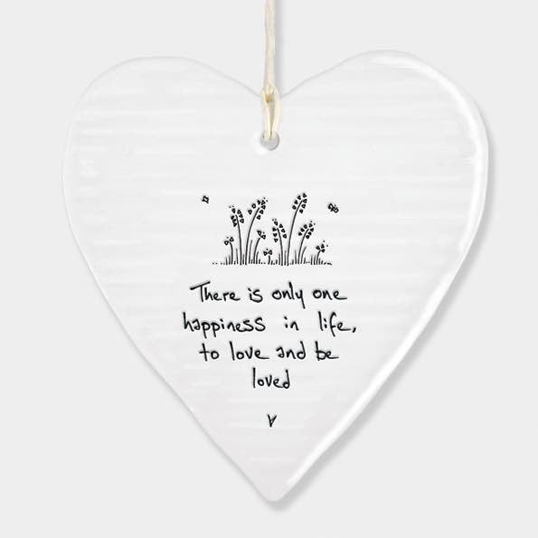 East Of India Happiness Porcelain Heart White