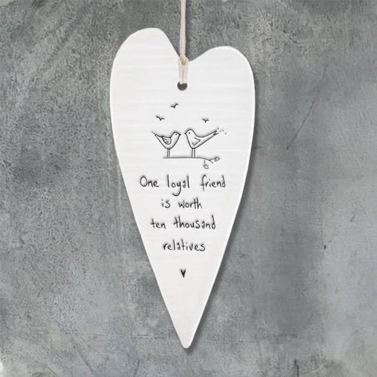 East Of India Loyal Friend Elegant Porcelain Heart