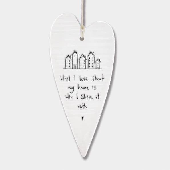 East Of India My Home Elegant Porcelain Heart White