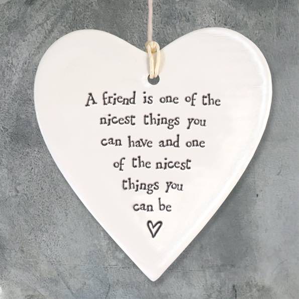 East Of India Nicest Friend Porcelain Heart