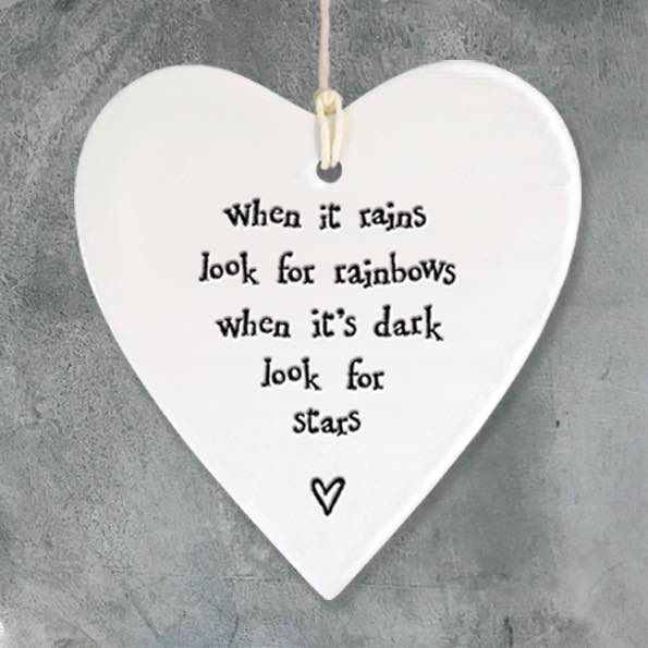 East Of India When It Rains Porcelain Heart