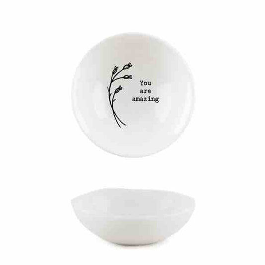 East of India 'Amazing' Small Porcelain Bowl White