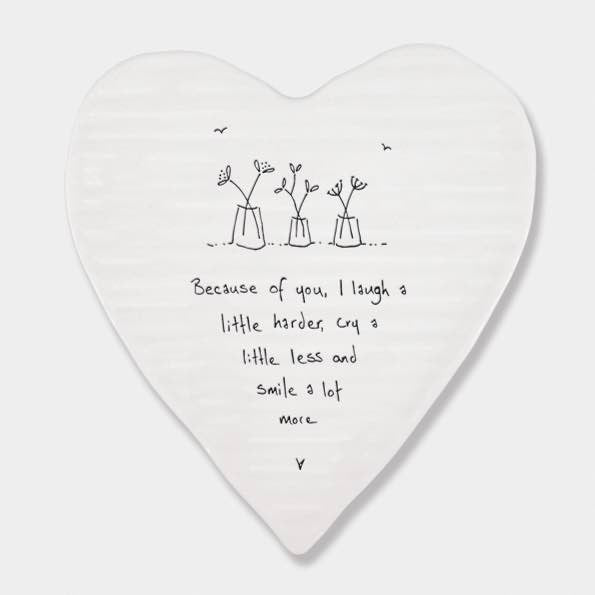 East of India Because of You Porcelain Heart Coaster White