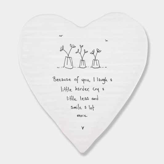 East of India Because of You Porcelain Heart Coaster White