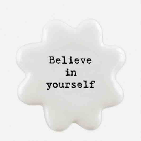 East of India 'Believe In Yourself' Porcelain Flower Token