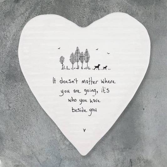 East of India Beside You Porcelain Heart Coaster