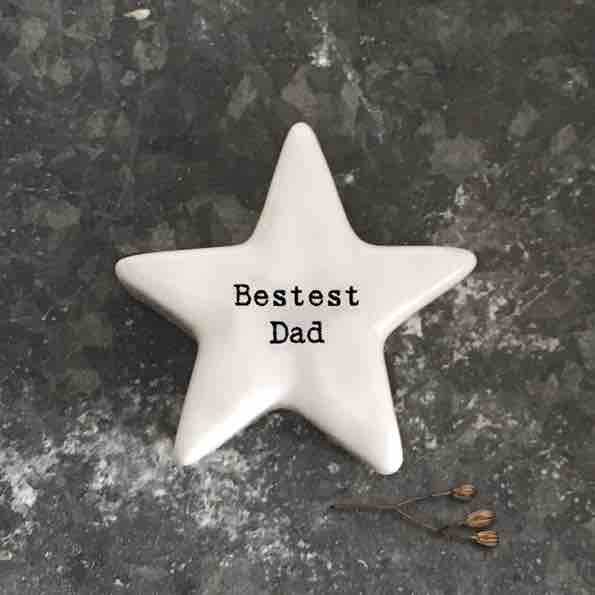 East of India 'Bestest Dad' Porcelain Star Token