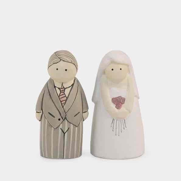 East of India Bride and Groom Hand Carved Figures Unboxed