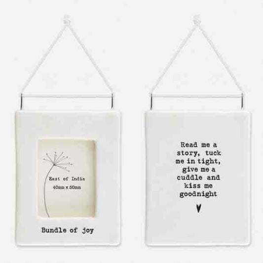 East of India 'Bundle Of Joy' Porcelain Hanging Frame White