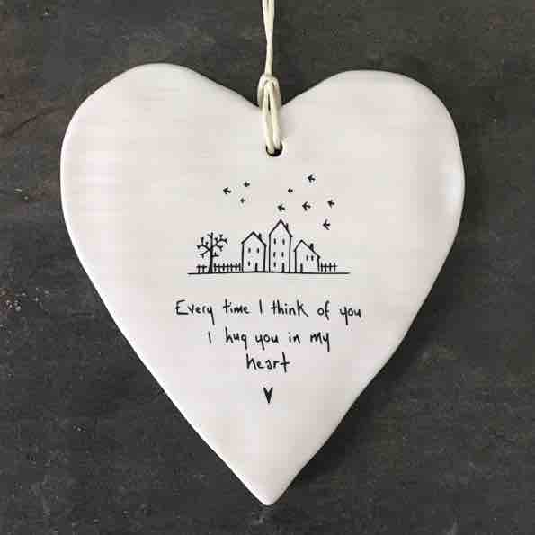 East of India 'Every Time' Porcelain Hanging Wobbly Heart