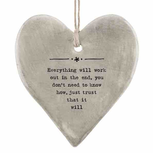 East of India 'Everything’ Rustic Hanging Heart 2