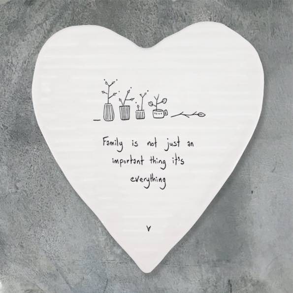 East of India Family Everything Porcelain Heart Coaster