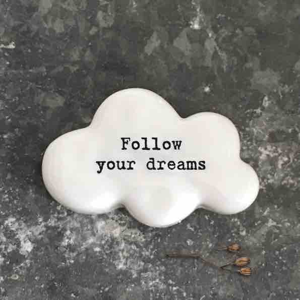 East of India 'Follow Your Dreams' Porcelain Cloud Token