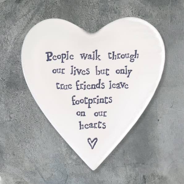 East of India FootPrints Porcelain Heart Coaster