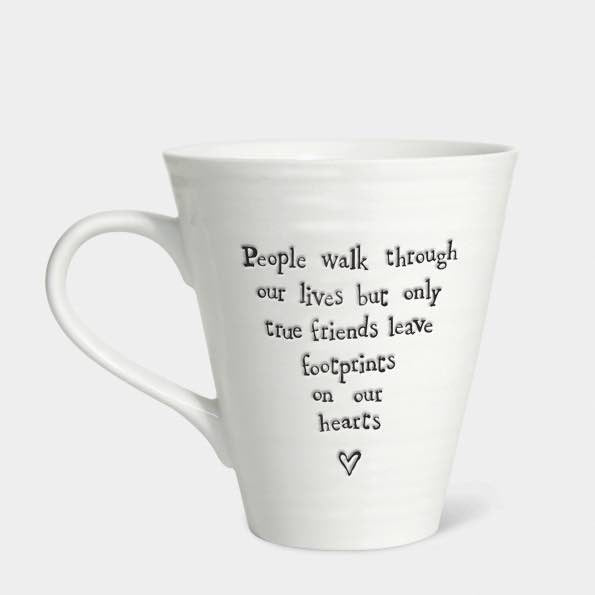 East of India Footprints Porcelain Mug White