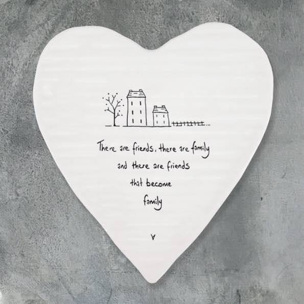 East of India Friends Become Family Porcelain Heart Coaster
