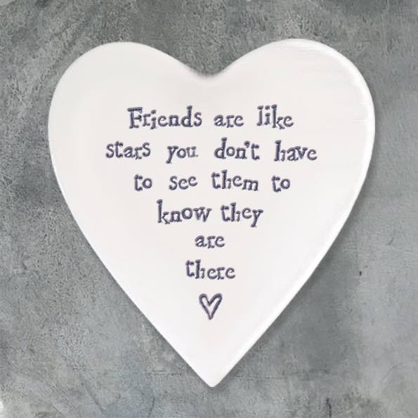 East of India Friends Like Stars Porcelain Heart Coaster