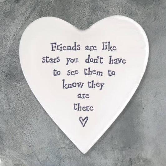 East of India Friends Like Stars Porcelain Heart Coaster