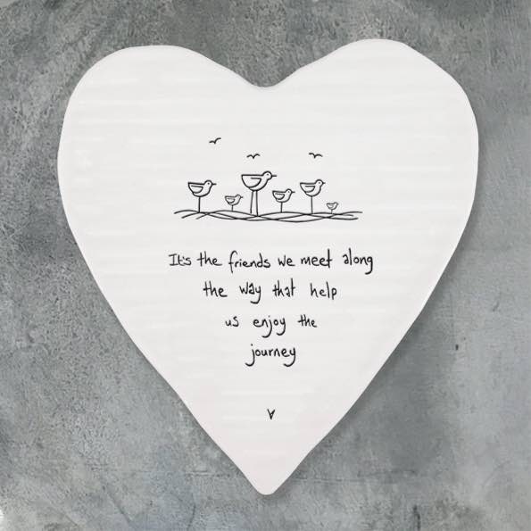 East of India Friends We Meet Porcelain Heart Coaster