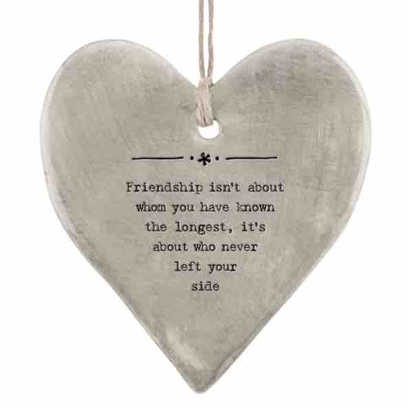 East of India 'Friendship’ Rustic Hanging Heart White