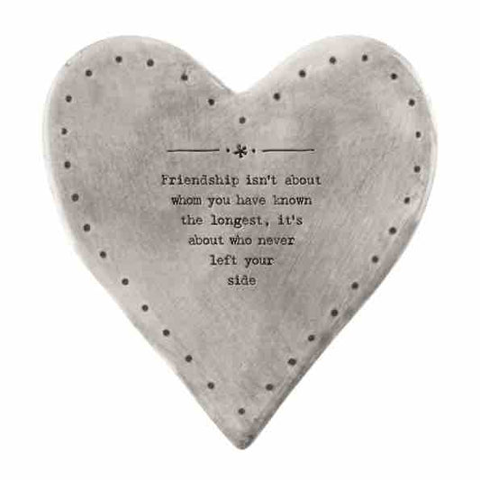 East of India 'Friendship' Rustic Heart Coaster 2