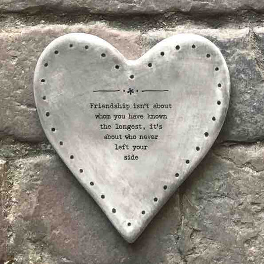 East of India 'Friendship' Rustic Heart Coaster