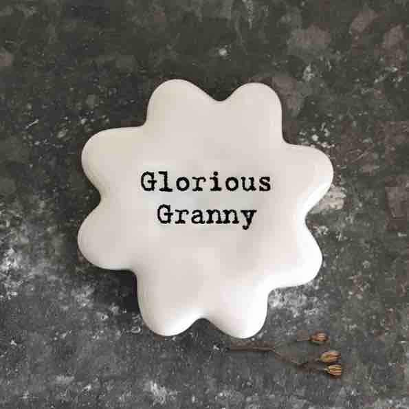 East of India 'Glorious Granny' Porcelain Flower Token