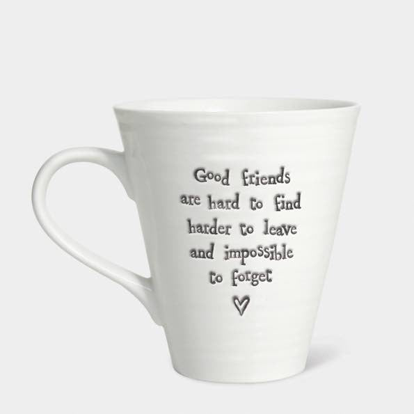 East of India Good Friends Porcelain Mug White