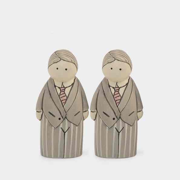 East of India Groom and Groom Hand Carved Figures Unboxed