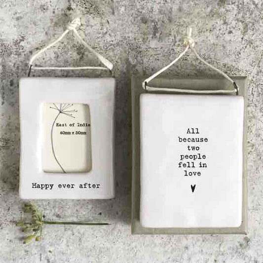 East of India 'Happy Ever After' Porcelain Hanging Frame