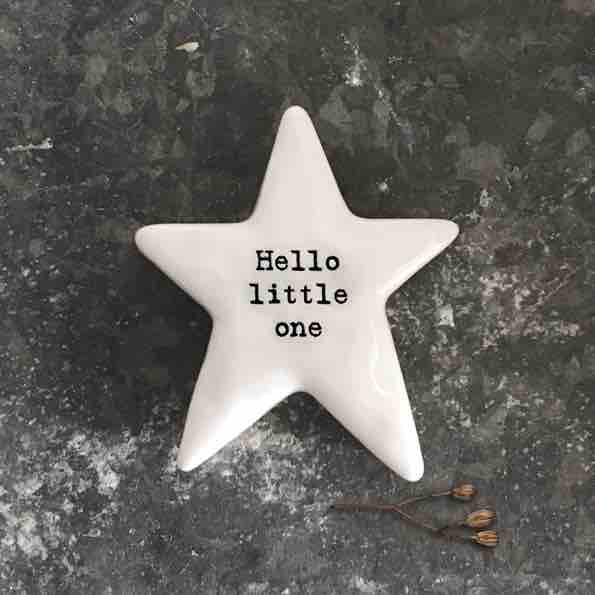East of India 'Hello Little One' Porcelain Star Token