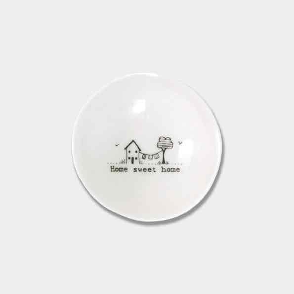 East of India Home Sweet Home Porcelain Trinket Bowl White