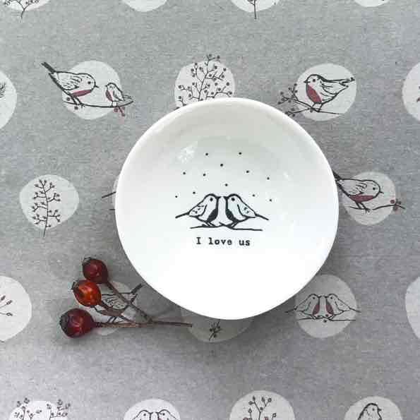 East of India I Love Us Small Porcelain Bowl Pattern