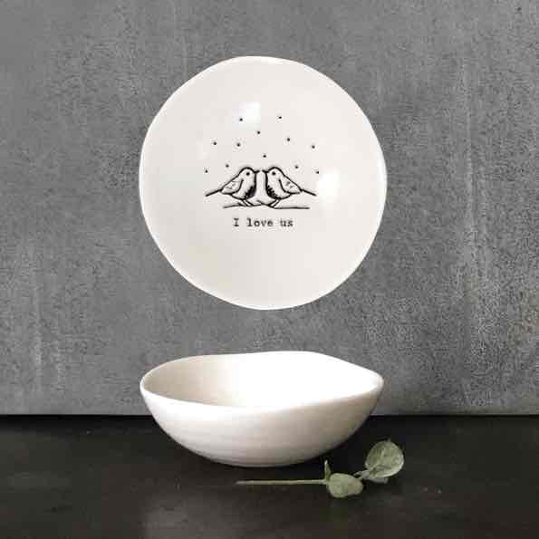East of India I Love Us Small Porcelain Bowl