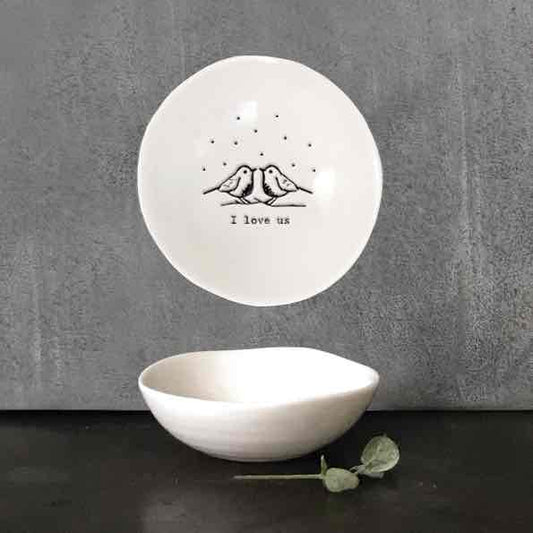East of India I Love Us Small Porcelain Bowl