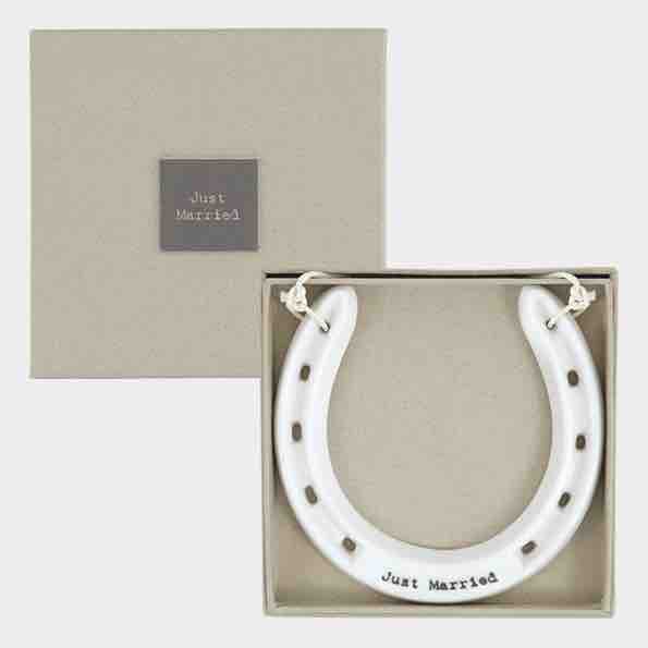 East of India Just Married Porcelain Horseshoe Box