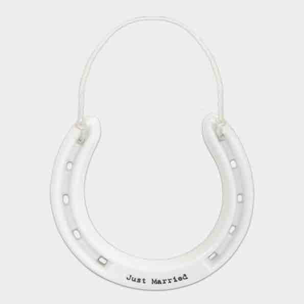 East of India Just Married Porcelain Horseshoe Box2