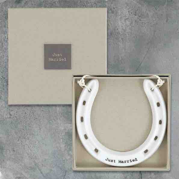 East of India Just Married Porcelain Horseshoe
