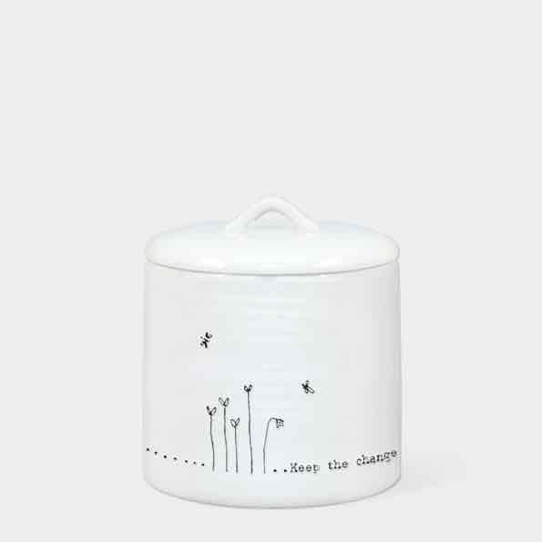 East of India Keep The Change Lidded Porcelain Pot White