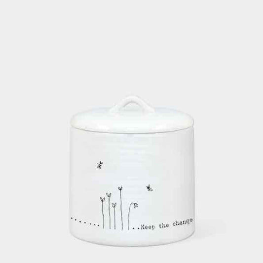 East of India Keep The Change Lidded Porcelain Pot White